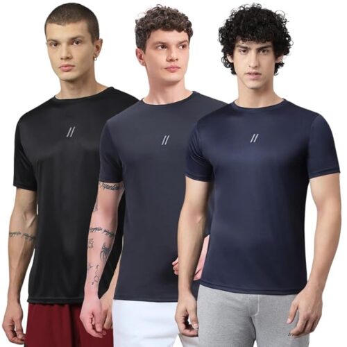 1CFB31DA-2FD1-43AA-9A7B-CCE5D61A68FC ATICX Slim Fit Polyester Sports T-Shirt for Men - Round Neck Quick Dry Fit Half Sleeve Breathable Stylish Gym & Workout Tee - Lightweight Running Cycling Football Swimming Training Sportswear Top