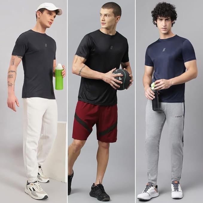 ATICX Slim Fit Polyester Sports T-Shirt for Men - Round Neck Quick Dry Fit Half Sleeve Breathable Stylish Gym & Workout Tee - Lightweight Running Cycling Football Swimming Training Sportswear Top - Image 4